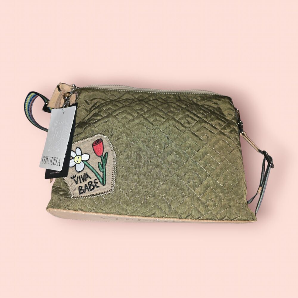 Consuela Taylor Downtown Crossbody Bag Green Boho Western Leather Canvas Leather